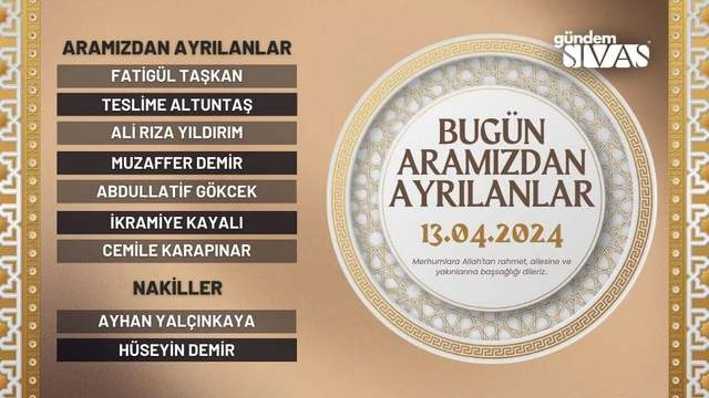 Sivas'ta Aramızdan Ayrılanlar - 13.04.204