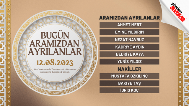 12.08.2023 Sivas Vefat Edenler