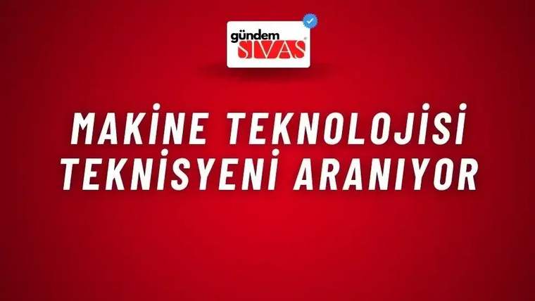 Kırmızı zemin üzerinde üstte Gündem Sivas logosu, ortada beyaz harflerle iş ilanı metni yer alıyor.