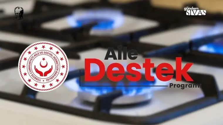 Mavi alevle yanan bir ocak, üzerinde "Aile Destek Programı" yazısı ve Türkiye Cumhuriyeti logosu var.