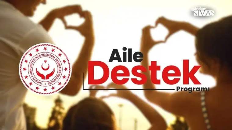 Aile Destek Programı logosu ve kalp şeklinde ellerle yapılan bir kompozisyon.