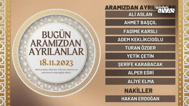 Hayatını Kaybedenler - 18.11.2023