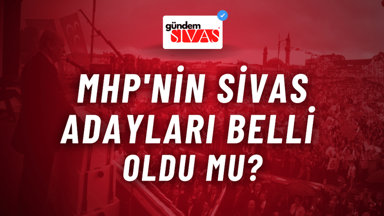 Kırmızı tonlu kolajda kalabalık bir meydan, kürsüde konuşan kişi ve üstte “gündem SİVAS” logosu görülüyor.