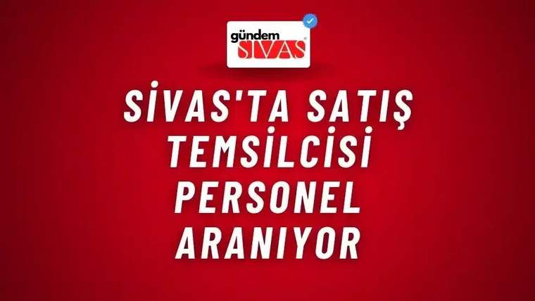Kırmızı zemin üzerinde üstte gündem SİVAS logosu, ortada beyaz büyük harflerle iş ilanını belirten yazılar bulunuyor.