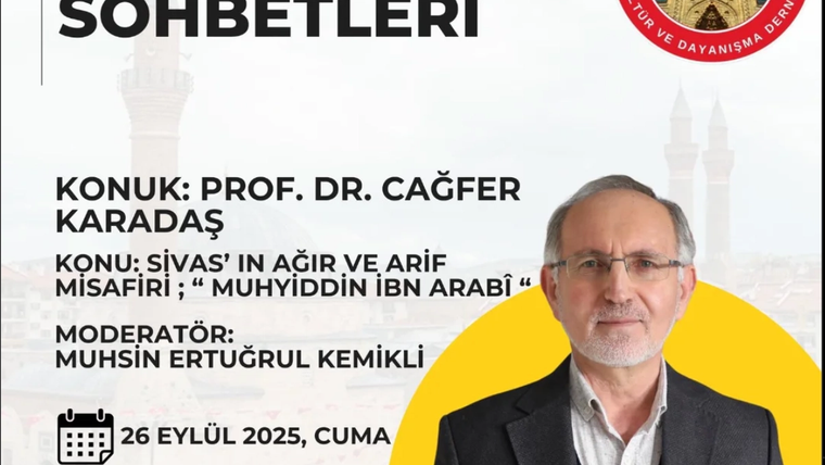 Prof. Dr. Cağfer Karadaş, etkinlik afişinde yer alıyor; arka planda Bursa'nın tarihi yapıları görünmekte.