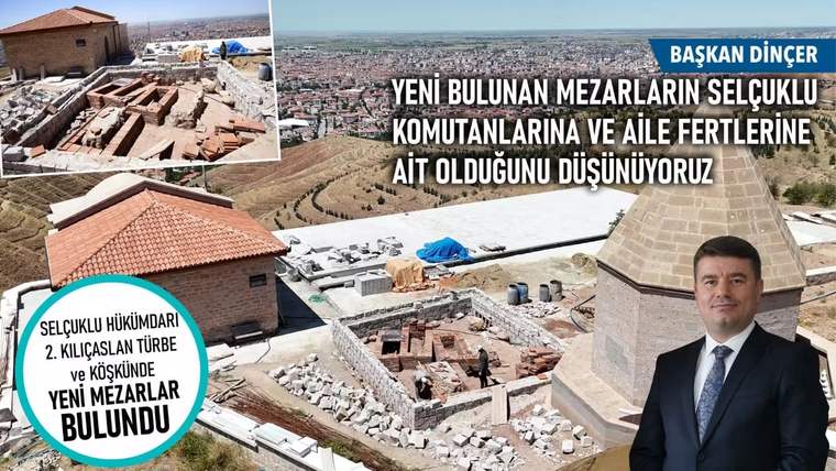 Yüksek bir tepe üzerinde, mezar taşları ve kalıntılarla çevrili bir alan görünmektedir.