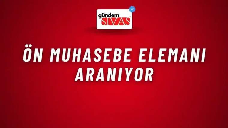 Kırmızı zemin üzerinde üstte bir logo, ortada beyaz harflerle “Ön muhasebe elemanı aranıyor” yazısı bulunuyor.