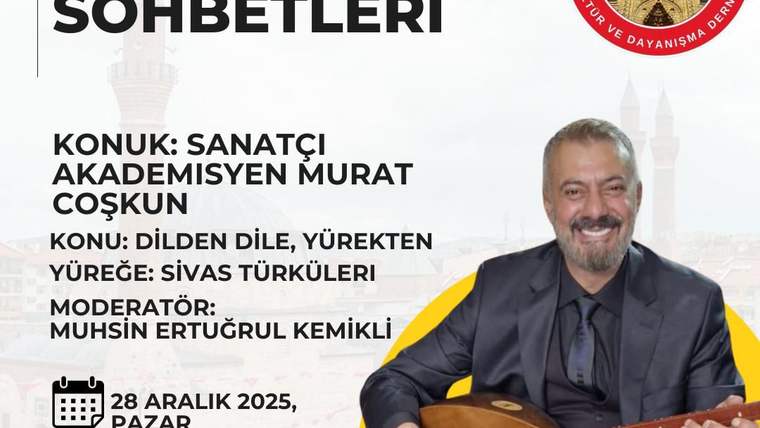 Bir adam, elinde bağlama tutarak bir etkinlik afişinde yer alıyor. Afişte etkinlik bilgileri yazılı.