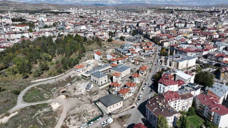Havadan görünümde, ağaçlık alanın yanında boş araziler, yollar ve yoğun yapılaşmış kent dokusu görülüyor.
