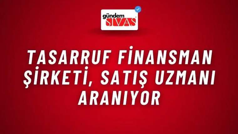 Kırmızı zemin üzerinde üstte Gündem Sivas logosu, ortada beyaz büyük harflerle iş ilanı metni yer alıyor.