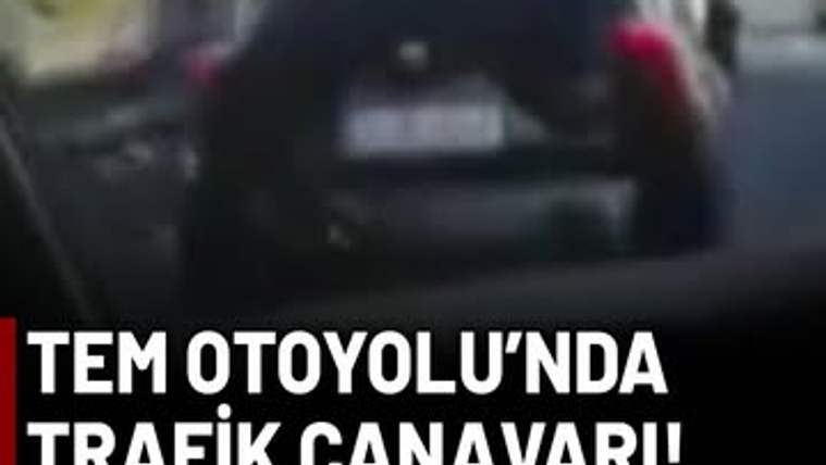 TEM Otoyolu'nda ilerleyen bir araç, arka planda başka bir araç görünmekte.