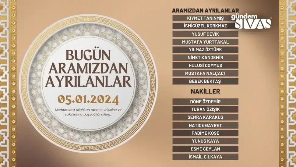 Sivas'ta Hayatını Kaybedenler - 05.01.2024