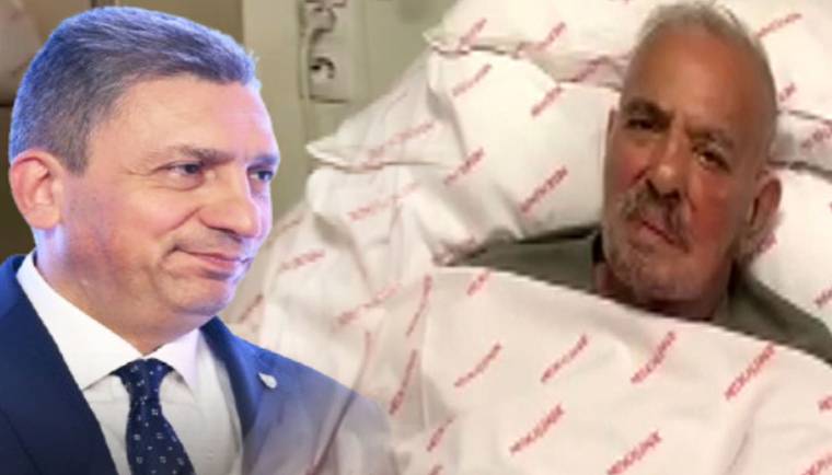 Takım elbiseli bir kişi ile yatakta uzanan beyaz saçlı bir adamın yan yana portreleri