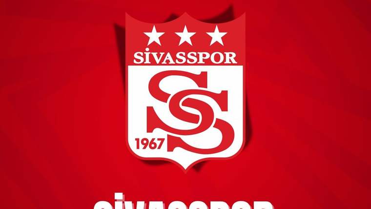 Kırmızı zemin üzerinde Sivasspor arması ve altında beyaz harflerle kulüp adı yer alıyor.