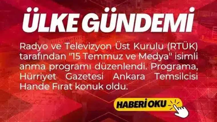 15 Temmuz ve Medya" isimli anma programının tanıtımı, kırmızı arka planda yazılı.