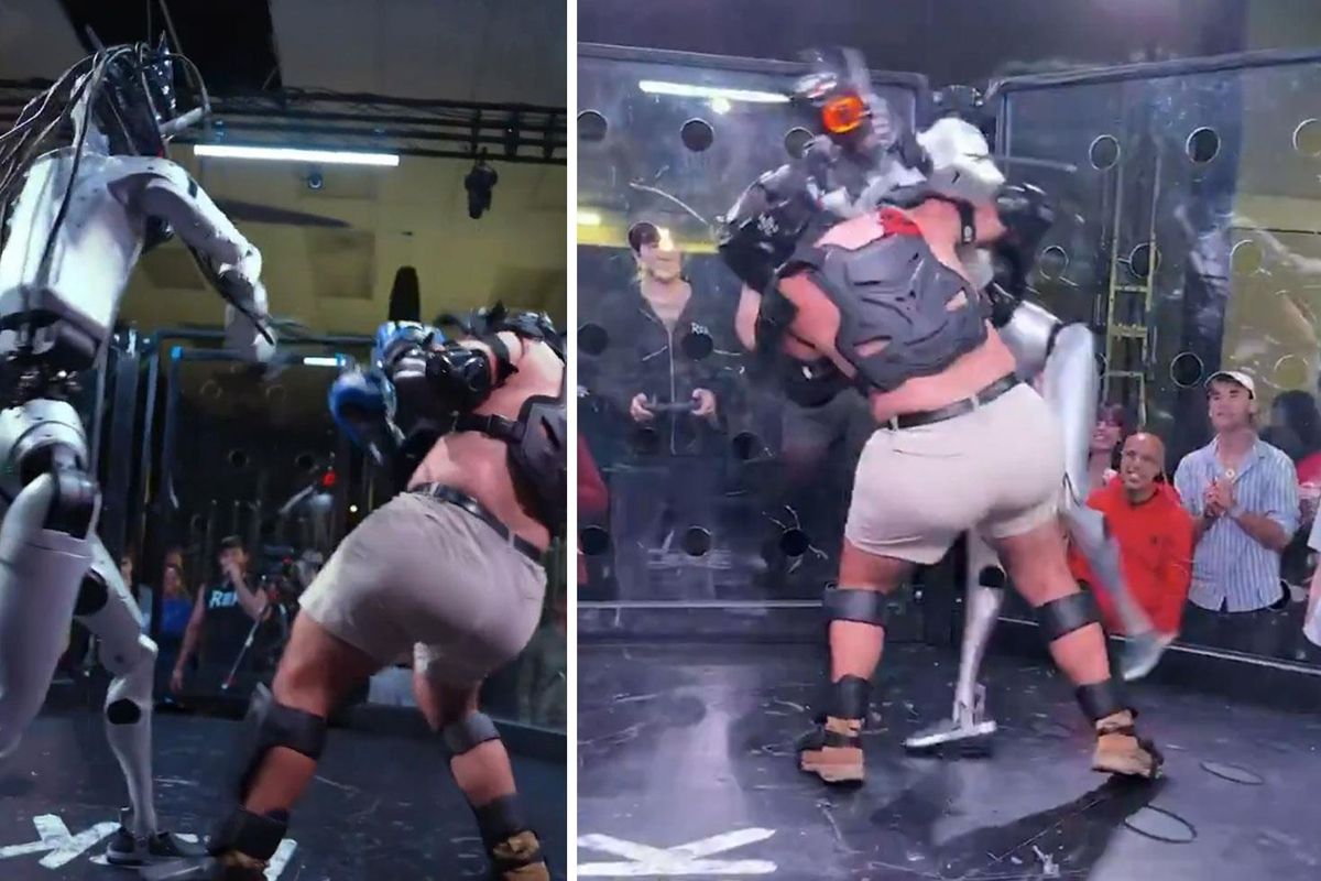 İnsan ile Robot Ringde Karşılaştı: Görüntüler Gündem Oldu