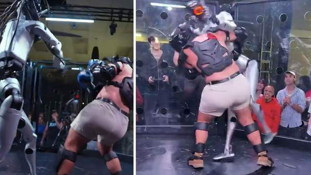 İnsan ile Robot Ringde Karşılaştı: Görüntüler Gündem Oldu