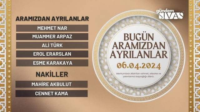 Aramızdan Ayrılanlar - 06.04.2024