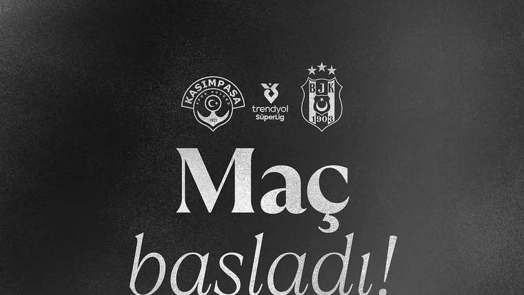Kasımpaşa ve Beşiktaş logoları, tribünleri görülen stadyum silüeti üzerinde yer alıyor.
