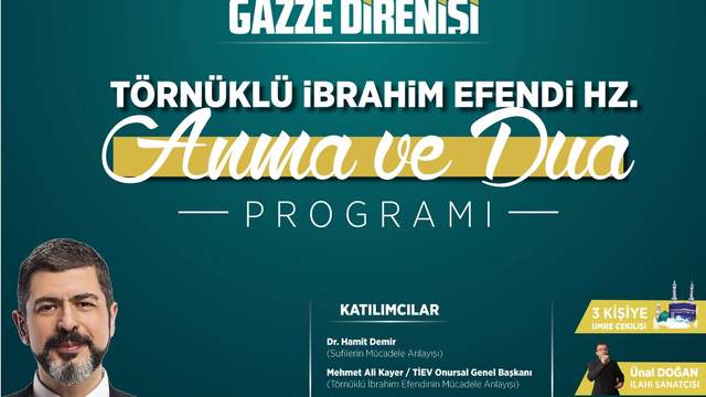 Sivas’ta Törnüklü İbrahim Efendi Vakfı Anma Programı “Ümmet Bilinci ve Gazze Direnişi” Temasıyla Düzenlenecek