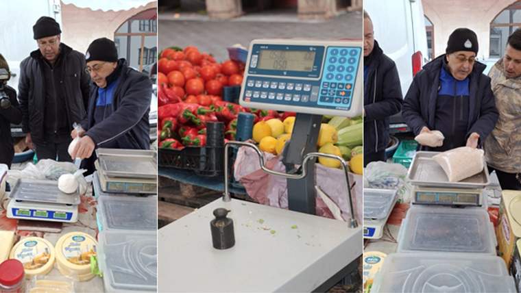 Beypazarı Zabıta Müdürlüğü ekiplerinden pazarda terazi kontrolleri - Birlik Haber Ajansı