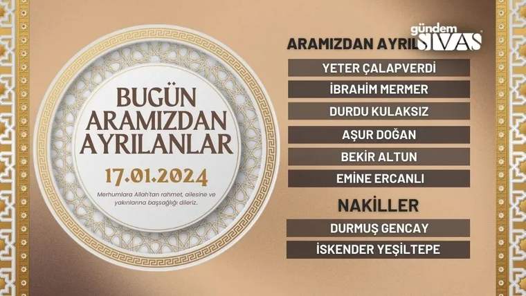 17.01.2024 tarihli anma görselinde, ayrılanların ve nakledilenlerin isimleri iki başlık altında sıralanıyor.