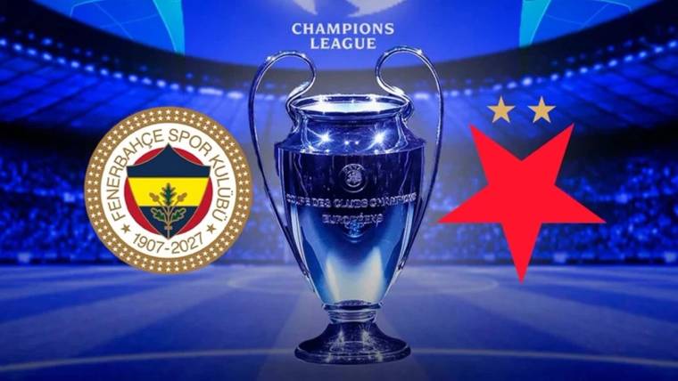 Şampiyonlar Ligi kupası, yanında Fenerbahçe arması ve iki yıldızlı kırmızı yıldız simgesiyle görülüyor.