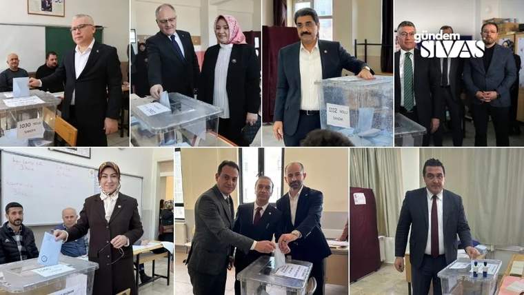 Seçim sandıklarına oy atan çeşitli kişiler, bir okulda bir araya gelmiş.