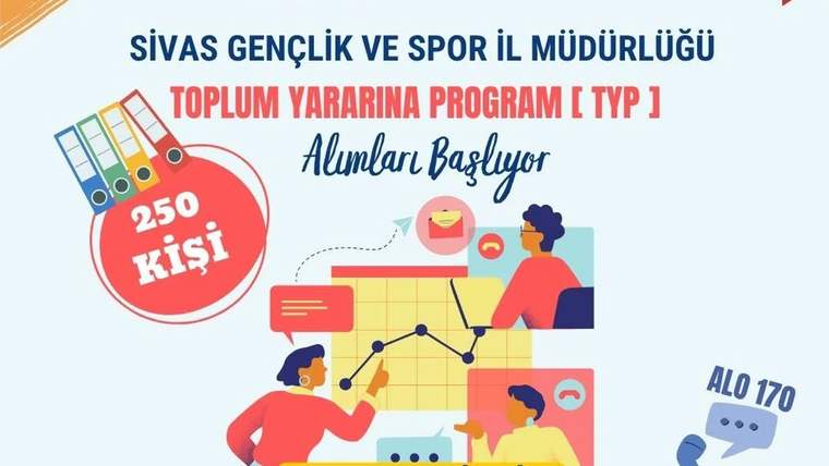 Sivas Gençlik ve Spor İl Müdürlüğü logolu duyuruda 250 kişi ve başvuru tarihleri ifadeleri yer alıyor.