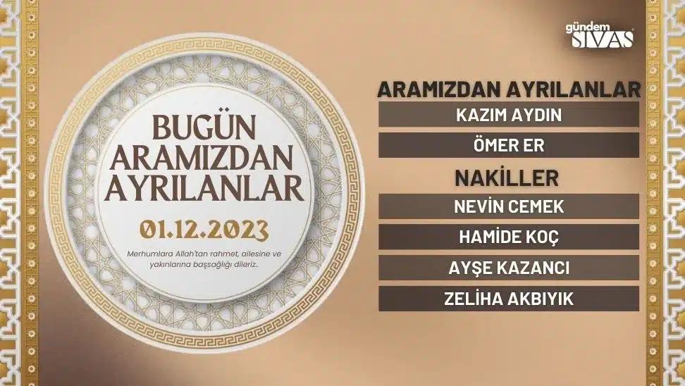 Hayatını Kaybedenler - 01.12.2023