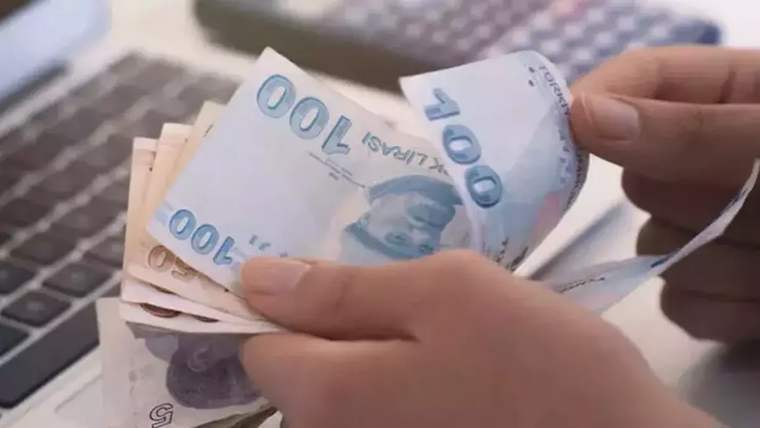 Bir kişinin elinde çeşitli banknotlar, 100 ve 50 TL'lik paralar sayılıyor.