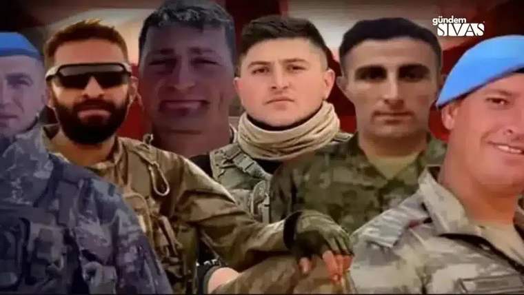 Kuzey Irak'ta şehit olan askerlerin fotoğraflarının yer aldığı bir kolaj.