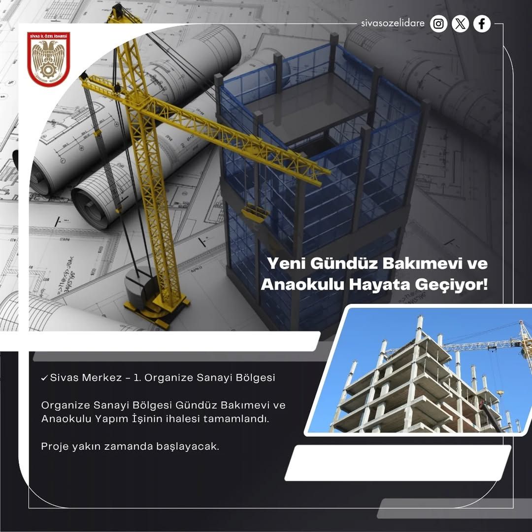İnşaat alanında bir vinç, yapı planları ve inşaat iskeleti görünmekte.
