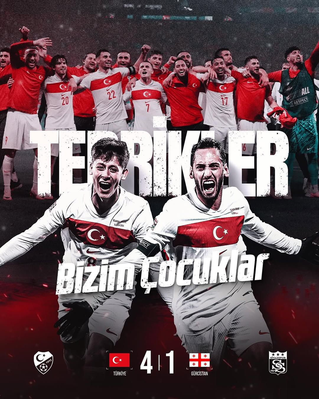 Sivasspor'dan A Milli Takım'a Gürcistan Galibiyeti İçin Tebrik Mesajı