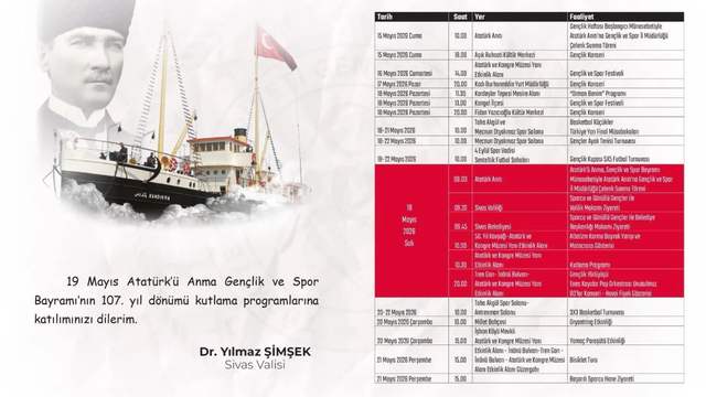 Sivas’ta 19 Mayıs Coşkusu Başlıyor: Konserler, Spor Turnuvaları ve Dev Etkinlikler Düzenlenecek