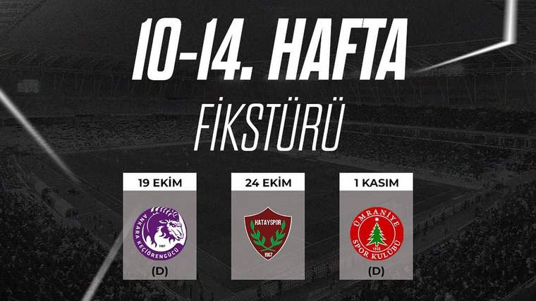 Sivasspor'un Trendyol 1. Lig'deki 10-14. Hafta Maç Takvimi Açıklandı