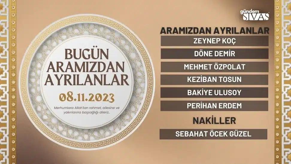 Aramızdan Ayrılanlar - 08.11.2023