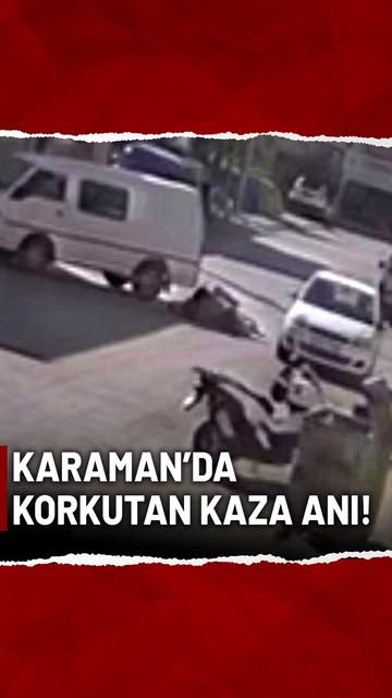 Karaman'da Elektrikli Bisikletli Garson Panelvan Altında Kalma Tehlikesi Atlattı