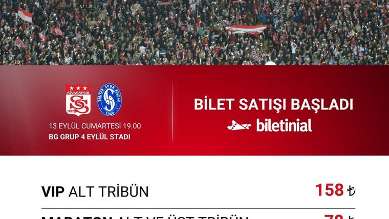 Sivasspor Taraftarlarına Müjdeli Haber: Sarıyerspor Maçı Biletleri Satışta