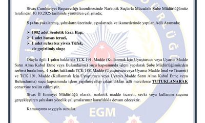 Sivas'ta Narkotik Operasyonu: 7 Gözaltı, 2 Tutuklama