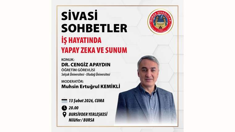 Sivasi Sohbetleri" etkinliği için hazırlanan afişte, konu ve moderatör bilgileri yer alıyor.