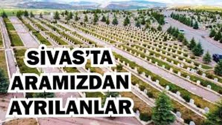 Sivas'taki bir mezarlık alanında düzenli sıralanmış mezar taşları ve ağaçlar görünmekte.