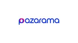 Pazarama logosu, mavi ve pembe renklerle yazılmıştır.