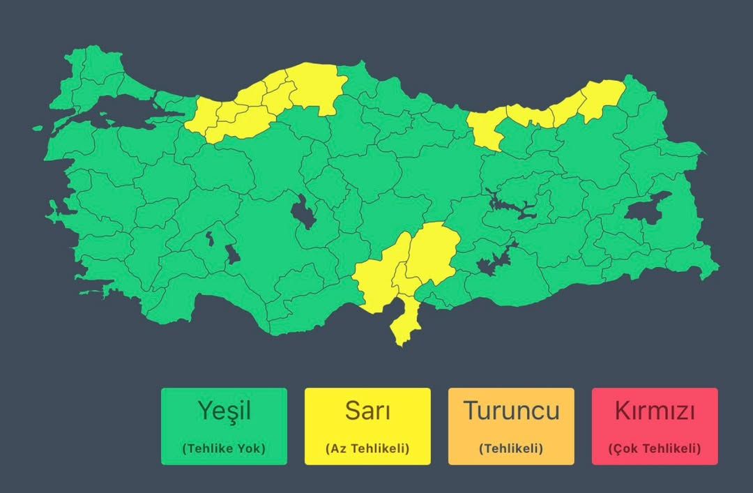 Sakarya, Düzce ve Karadeniz Bölgesi'nde Kuvvetli Yağış Uyarısı