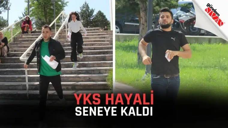 Merdivenlerden inen ve koşan iki genç, ellerinde belgelerle görünüyor.
