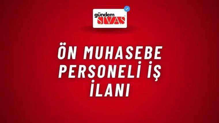 Kırmızı zemin üzerinde üstte “gündem Sivas” logosu, ortada beyaz harflerle iş ilanı metni yer alıyor.