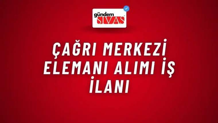 Kırmızı zemin üzerinde üstte “gündem SİVAS” logosu, ortada büyük beyaz harflerle çağrı merkezi ilanı yazısı bulunuyor.