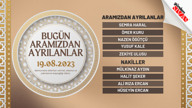 19.08.2023 Sivas Vefat Edenler