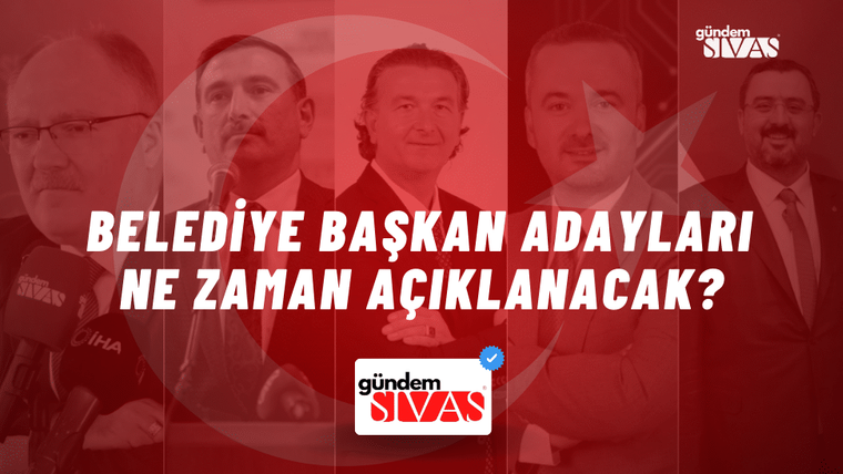 Belediye başkan adaylarının yer aldığı bir görsel, arka planda kırmızı ve beyaz renkler kullanılmış.