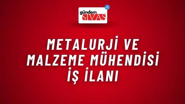 Kırmızı zemin üzerinde üstte Gündem Sivas logosu, ortada büyük beyaz harflerle iş ilanı duyurusu yer alıyor.